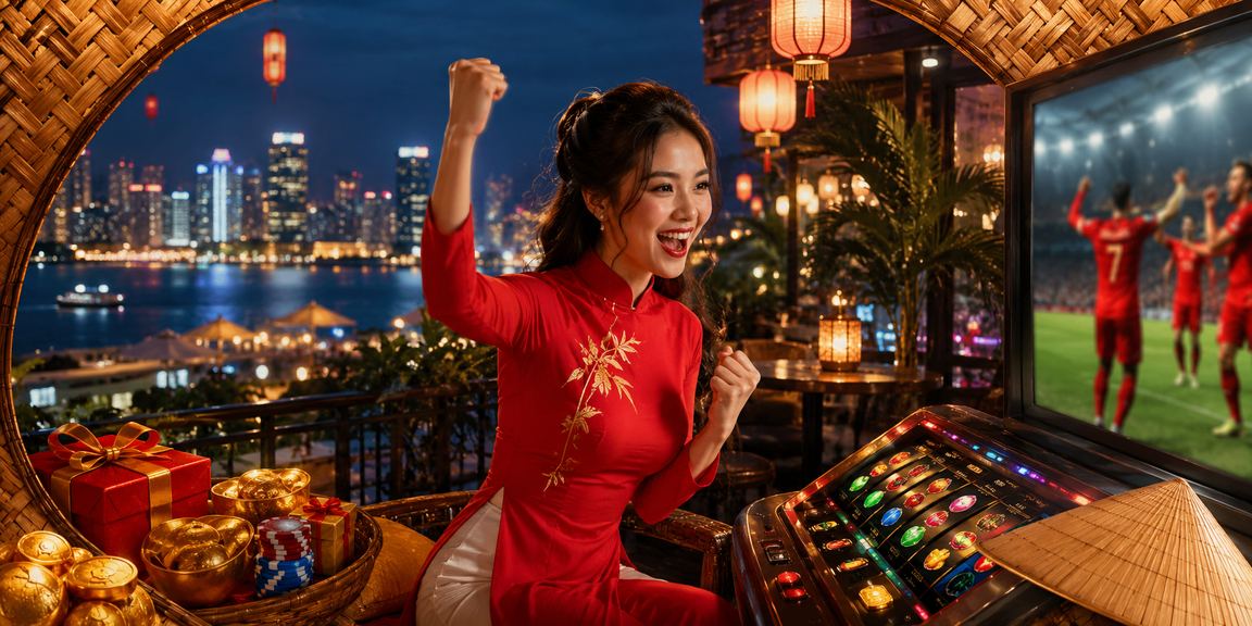 Người phụ nữ mặc áo dài tại Hà Nội chơi slot game trực tuyến trên điện thoại